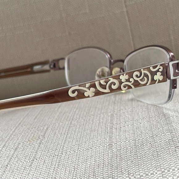 La Scala Women Eyeglasses Frame Half Rim Brown Tone Metal Glasses Frame 51]18 - Picture 5 of 13